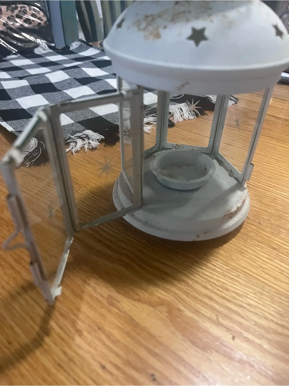 IKEA White Distressed Star Metal Lanterns (Pair)